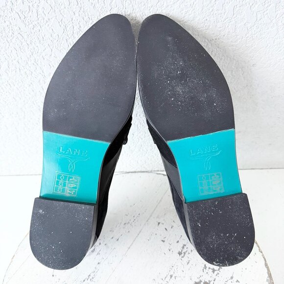 Lane Boots Womens Western Flats 8 MARTINGALE Black Suede Cowgirl Loafers Slip On - Picture 8 of 11